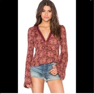 Free people Time of Your Life Top coral combo color size Small T81